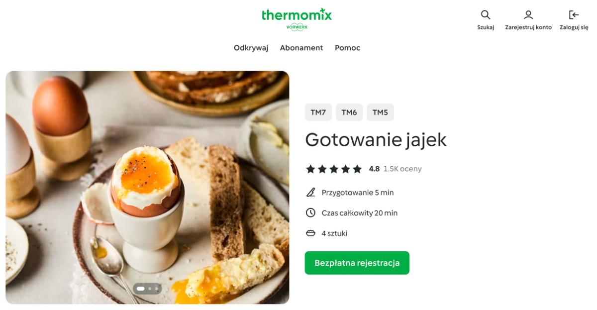 cookidoo przepis na gotowanie jajek